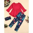 thumbnail image 4 of goowrom Girl?s Ruffles Long Sleeve Tops and Print Long Pants with Headband Set, 4 of 8