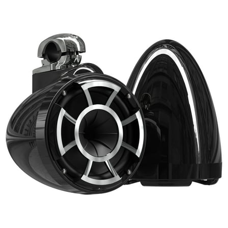 Wet Sounds REV8 Black 8" Tower Speakers with Mini Fixed Clamps - Fits 1" to 1 7/8" Pipe