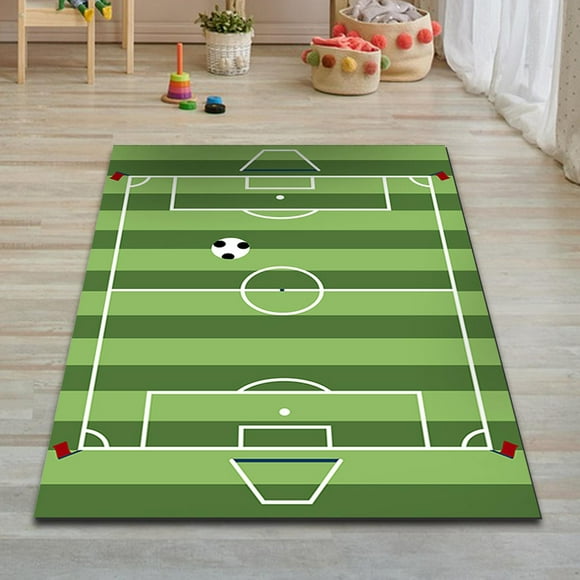 Sports Field Rugs, Kids Play, Washable Sports Themed Pad Decor Yoga Mat Carpets, 60cmx90cm Stripe