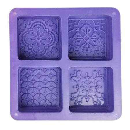 

Soap Silicone Mold 4 Cavity Square Flower Baking Mold For Soap Candles Jelly Making Cake Chocolate Decorating Homemade Tools