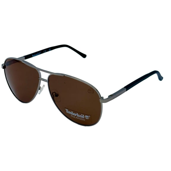 Timberland Nickeltin Mens Metal Aviator Brown Polarized Sunglass TB7264. 8H