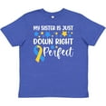 thumbnail image 3 of Inktastic My Sister is Just Down Right Perfect Down Syndrome Awareness Ribbon Youth T-Shirt, 3 of 5