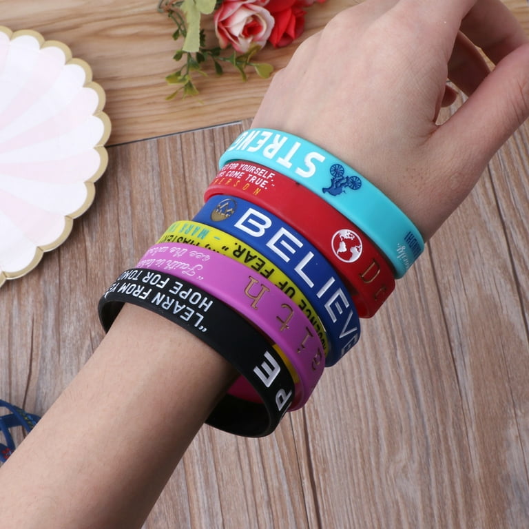 6pcs Inspirational Quote Bracelets Men Women Silicone Engraved