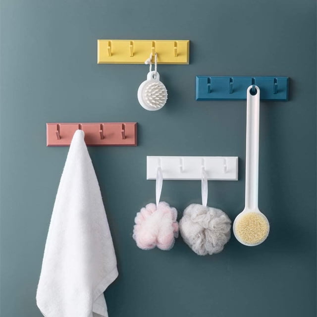 Juego de 4 ganchos de pared autoadhesivos para colgar abrigos, toallas, albornoces y llaves.