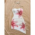 thumbnail image 4 of Red Floral Print Halter Neck Bodycon Dress With Asymmetric Hem And Side Tie, 4 of 8