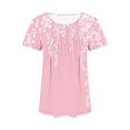 thumbnail image 4 of Tops Cortos para las Mujeres Cuello Redondo Suelto Impreso de Manga Corta, Tops Sueltos para las Mujeres, 4 of 5