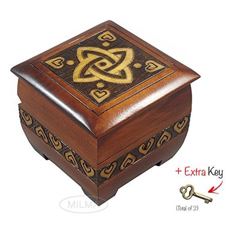 Boîte à Souvenirs Moderne Sailor Celtic Nœud et Cœur Tribal Fait Main avec Serrure et Clé pour Bureau Ou Commode Parfait Boîte de Rangement pour Montres