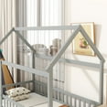 thumbnail image 3 of Twin Size House Floor Bed Frame,Wooden Montessori Floor Bed with Fence , Grey, 3 of 7