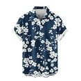 thumbnail image 5 of Zylanna Men's Hawaiian Shirts, Turndown Collar Casual Short Sleeve Quickly Dry Summer Beach Button Down Shirts Dark Blue Size 2XL, 5 of 6