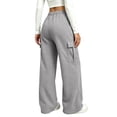 thumbnail image 5 of Resicozy Parachute Cargo Pants Women Lightweight Baggy Hiking Pants Y2k Drawstring Elastic Waist Pants with Pockets Light Gray 3XL, 5 of 7