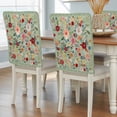 thumbnail image 2 of Colorful Flowers Square Chair Covers Set of 4 Spring Vintage Watercolor Floral Leaves Green Chair Back Covers Stretch Removable Washable Slipcovers Protector for Dining Room Kitchen Party Decor, 2 of 9