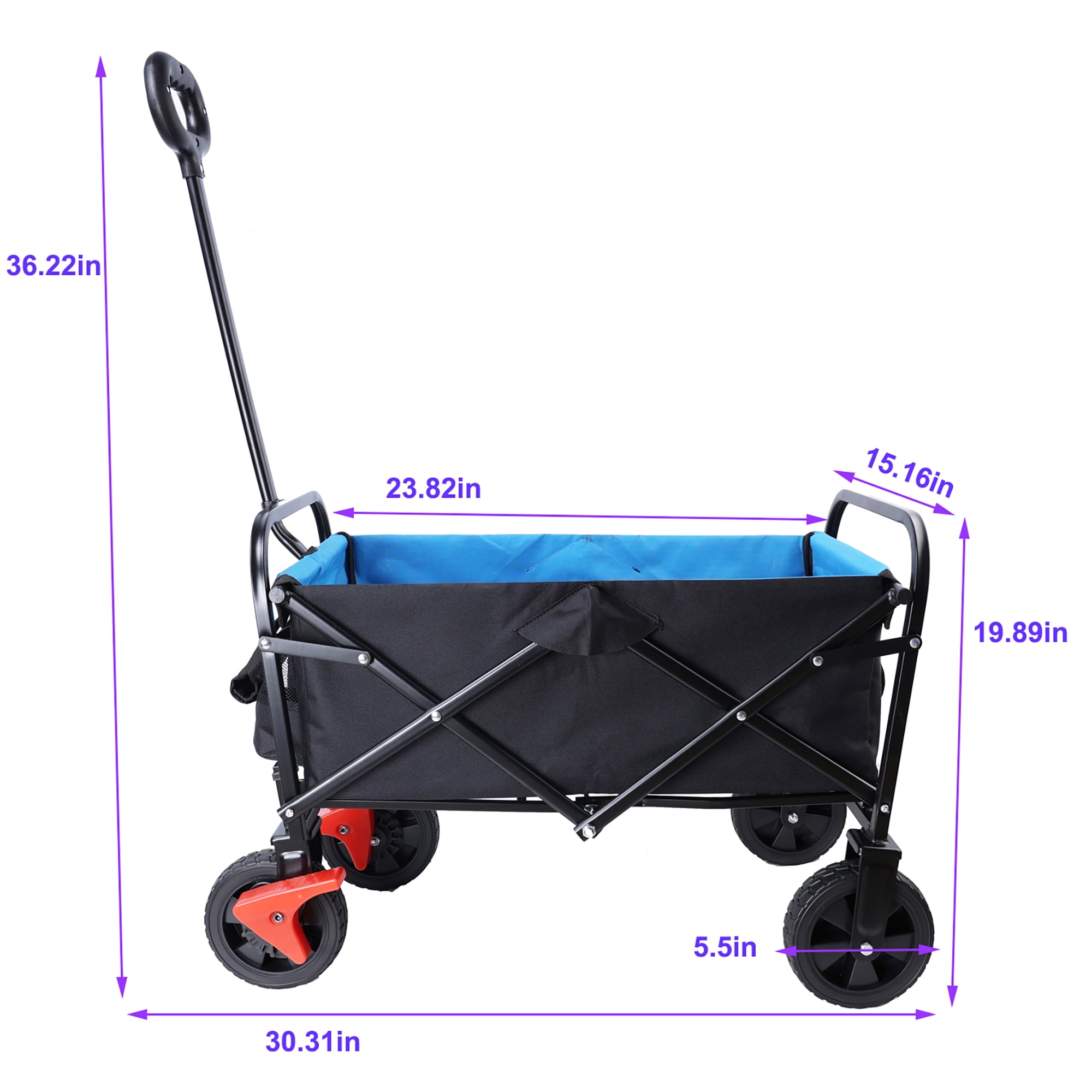 Aimee Lii Folding Wagon Cart, Beach Wagon with Wheels for Sand, Portable Wagon, Blue Aimee Lii Folding Wagon Cart, Beach Wagon with Wheels for Sand, Portable Wagon, Blue