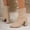 Beige, variant on Women's Mid Calf Boots, Non Slip Slip On Block Heel Fashion Fall Winter Shoes Blue Size 6