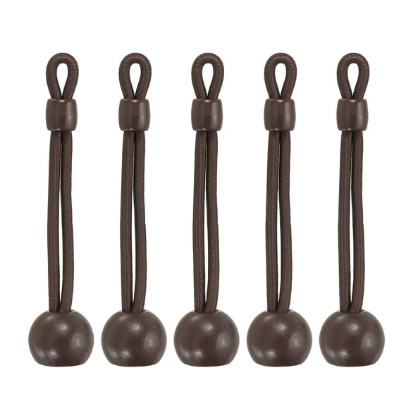 Uxcell 5 Pcs Ball Bungee Cords, 3 Inch Universal Roller Shade Tie Downs Replacement Parts Weather Resistance for Indoor/Outdoor Sunshade, Exterior Blinds, Sun Shades, Brown