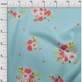 thumbnail image 2 of oneOone Organic Cotton Poplin Twill Fabric Leaves & Peach Floral Watercolor Printed Craft Fabric BTY 42 Inch Wide, 2 of 4