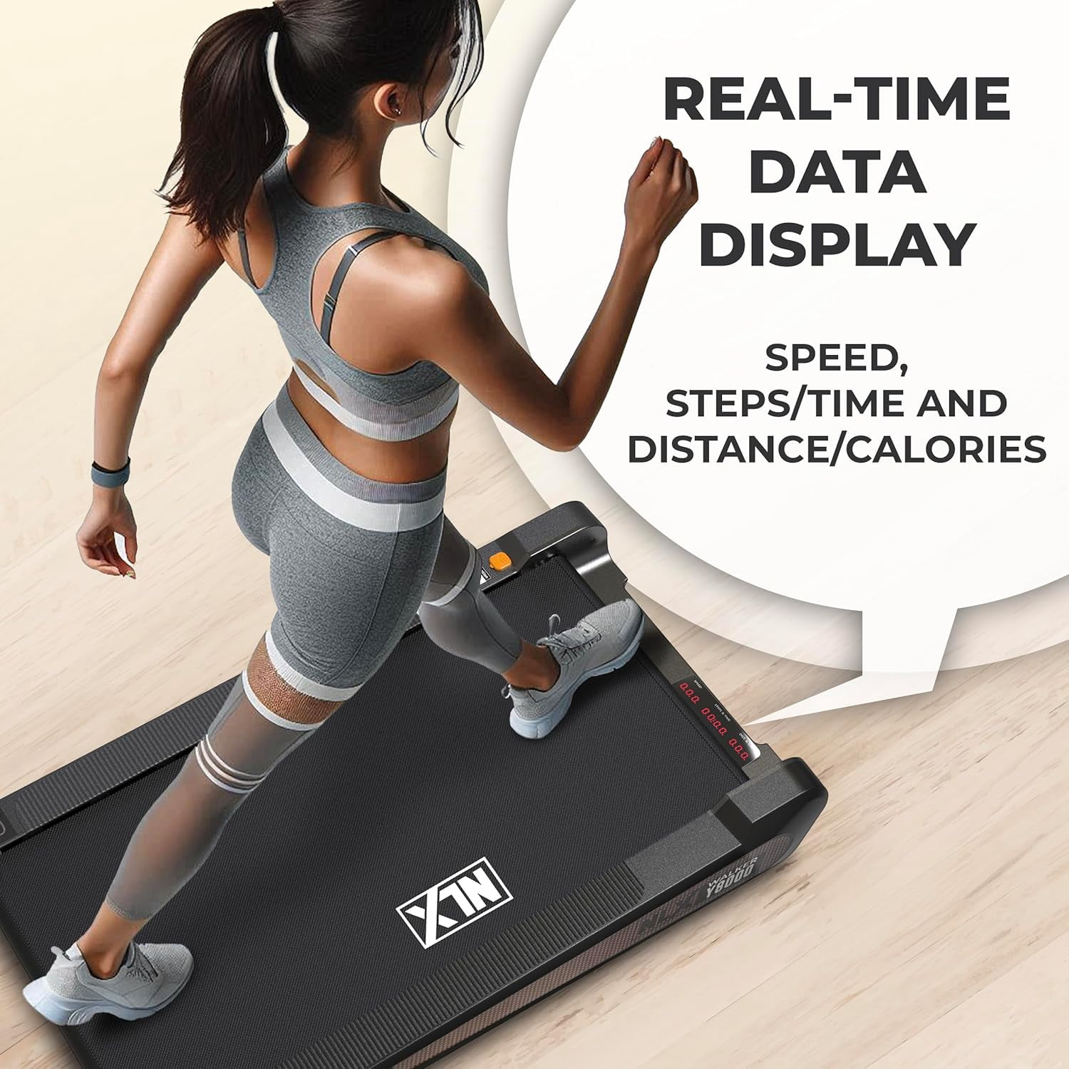 NLX Y8000 Treadmill - Under-Desk Treadmill Perfect for Home or Office Use, Walking or Running Treadmill with Adjustable Incline, 260 lbs Max User Capacity