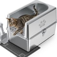 thumbnail image 1 of Caja de arena para gatos de acero inoxidable cerrada PWTAA XL con tapa, 1 of 8
