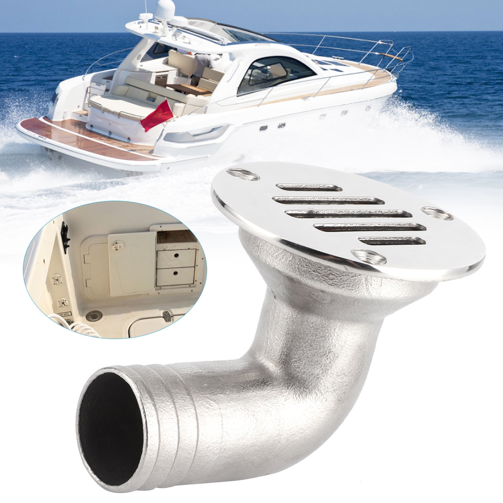 Ccdes Marine Deck Drain,Yacht Drain,Marine Deck Drain 316 Stainless Steel 90 Degree Elbow Floor