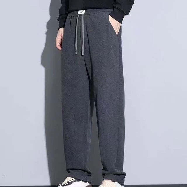 Pantalones largos de moda para hombre, lisos, informales, con cintura elástica y bolsillos, pantalones largos para hombre