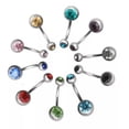 thumbnail image 2 of HOOUN Stainless Steel Belly Button Ring Curved Bar For Women Dangle Crystal Navel Ring-blue, 2 of 9