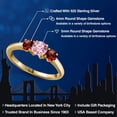 thumbnail image 2 of Gem Stone King 18K Yellow Gold Plated Silver Pink Lab Grown Diamond and Red Garnet Engagement Ring for Women | 1.24 Cttw | Round 5MM | Gemstone April Birthstone | Size 7, 2 of 6