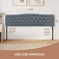 thumbnail image 3 of JONPONY Tufted Upholstered Headboard King Size, Solid Wood Head Board with Durable Metal Legs, Adjustable Height Head Board, Grey, 3 of 9