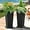 Black-ribbed, variant on FENCY Set of 2 Tall Planters for Outdoor , 24 Inch Large Tapered Pots with Drainage Trays, Weather-Resistant Plastic Containers for Patio, Porch, Garden, Front Door Decor,Black,Striped