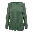 thumbnail image 4 of idosla Long Sleeve Shirts for Women Long Sweaters with Pockets Tunic Tops Loose Fit (Dark Green, L), 4 of 4