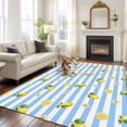 thumbnail image 2 of Cute Lemon Floral Area Rugs 6'x9', Washable Small Throw Rugs for Kitchen Dining room, Farmhouse Blue White Striped Indoor Outdoor Rug Non-Slip Low Pile Carpet Runner Reversible Floor Mats, 2 of 8