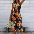 thumbnail image 3 of Vestido sin mangas con estampado de margaritas Vestido midi ajustado elegante para mujer Traje de vacaciones FLhrweasw Nuevo, 3 of 9