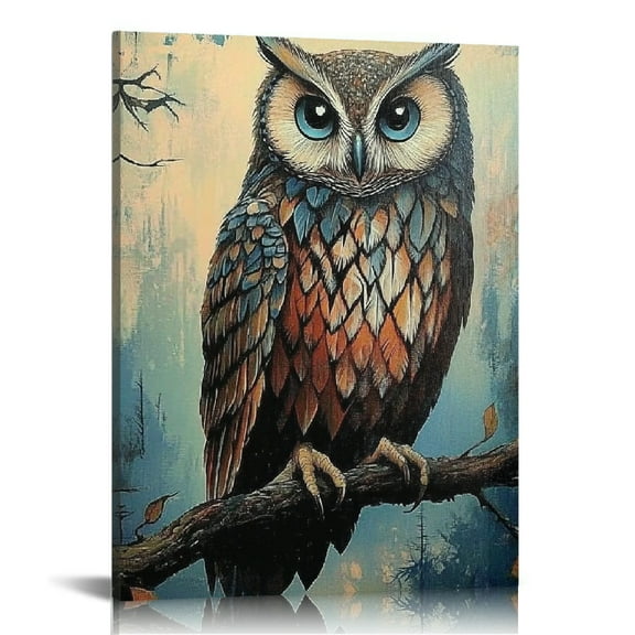 ZFLMY Owl Branch Forest Art Modern Canvas Prints Wall Decor For Bedroom Kitchen Bathroom Home Office, Fashion Wall Pictures, Living Room Decoration, 12x16/16x20 Inches 12x16in