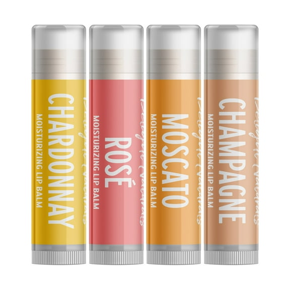Delight Naturals Smooth Sippin' White Wine Lip Balm Gift Set - Chardonnay, Rosé, Moscato, and Champagne
