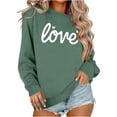 thumbnail image 2 of vigerkar Women's Love Graphic Sweatshirts Cute Long Sleeve Crewneck Pullover Tops (Light Green, M), 2 of 5