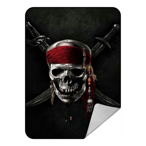 GCKG Pirate Fleece Blanket Crystal Velvet Front and Lambswool Sherpa