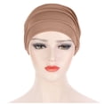 thumbnail image 3 of Helii Women Solid Color Pleated Turban Baseball Cap Casual Muslim Wrap Hat, 3 of 5
