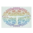 thumbnail image 1 of Yoga Cutting Board, Woman Doing Warrior 3 Pose Virabhadrasana on Mandala Inspired Floral Backdrop Balance, Decorative Tempered Glass Cutting and Serving Board, Large Size, Multicolor, by Ambesonne, 1 of 1