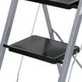 thumbnail image 2 of ZenSports Folding 3 Step Steel Ladder Max.300lbs Step Stool Anti-Slip Pedal, Gray, 2 of 10