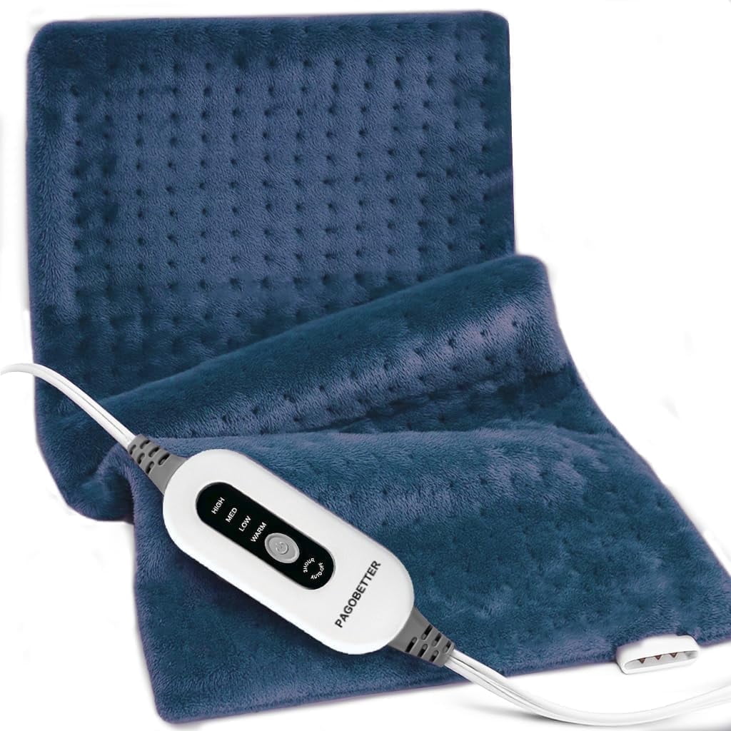 17''x33'' XXXL King Size Heating Pad with 4 Temperature Settings & 2 Auto-Off Countdown Timers, Pain Relief for Back/Neck/Shoulders/Abdomen/Legs, Christmas Gifts for mom dad (Blue)