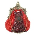 thumbnail image 1 of Guardurnaity Bolso de mano de fiesta con bordado de cuentas antiguas para mujer, bolso de mano de fiesta vintage, bolso de noche con lentejuelas, Bolsas de mensajero y de hombro rojo, 1 of 6