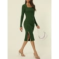 thumbnail image 3 of DARING DIVA Slim Fit Ribbed Knit Bodycon Sweater Dress L Green, 3 of 6