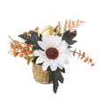 thumbnail image 2 of Fall Tabletop Decor, Artificial Flower Arrangement in Woven Basket with Pumpkin and Maple Leaf for Mantel Shelf and Thanksgiving Centerpiece Display, Preassembled Potted Floral Accent, 2 of 6
