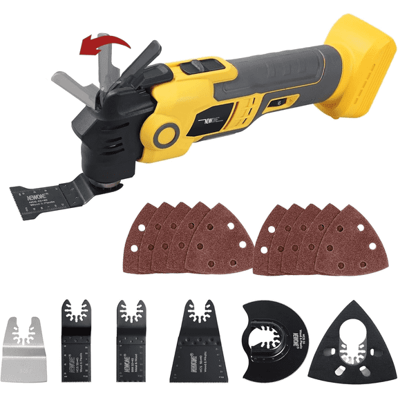 Cordless Oscillating Multi Tool 20V Brushless Motor 6 Variable Speed Anti-vibration 16PCS Accessories for Cutting, Grinding, Scraping, Polishing Compatible with 20V Batteries (Tool Only)