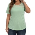 thumbnail image 2 of WellSize Women Plus Size Blouses Dressy Lace Crew Neck Tops Casual Short Sleeve Summer Shirts, 2 of 7