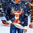 thumbnail image 2 of Men's Christmas Reindeer Snowman Penguin Santa and Snowflakes Sweater,Dark Blue,XL, 2 of 7