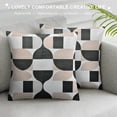 thumbnail image 3 of ARISTURING  Retro Throw Pillow Cushion Case, Rhomb Check Lozenges Leafy Branches Circles in Squares and Abstract Waves, Modern Accent Double-Sided Printing,Dark Grey Pale Salmon, 3 of 5