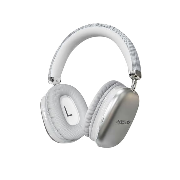 AKKHOO 35dB Active Noise Cancelling Headphones, 35H Playtime, Comfort Fit Over-Ear, Bluetooth 5.3 - Silver