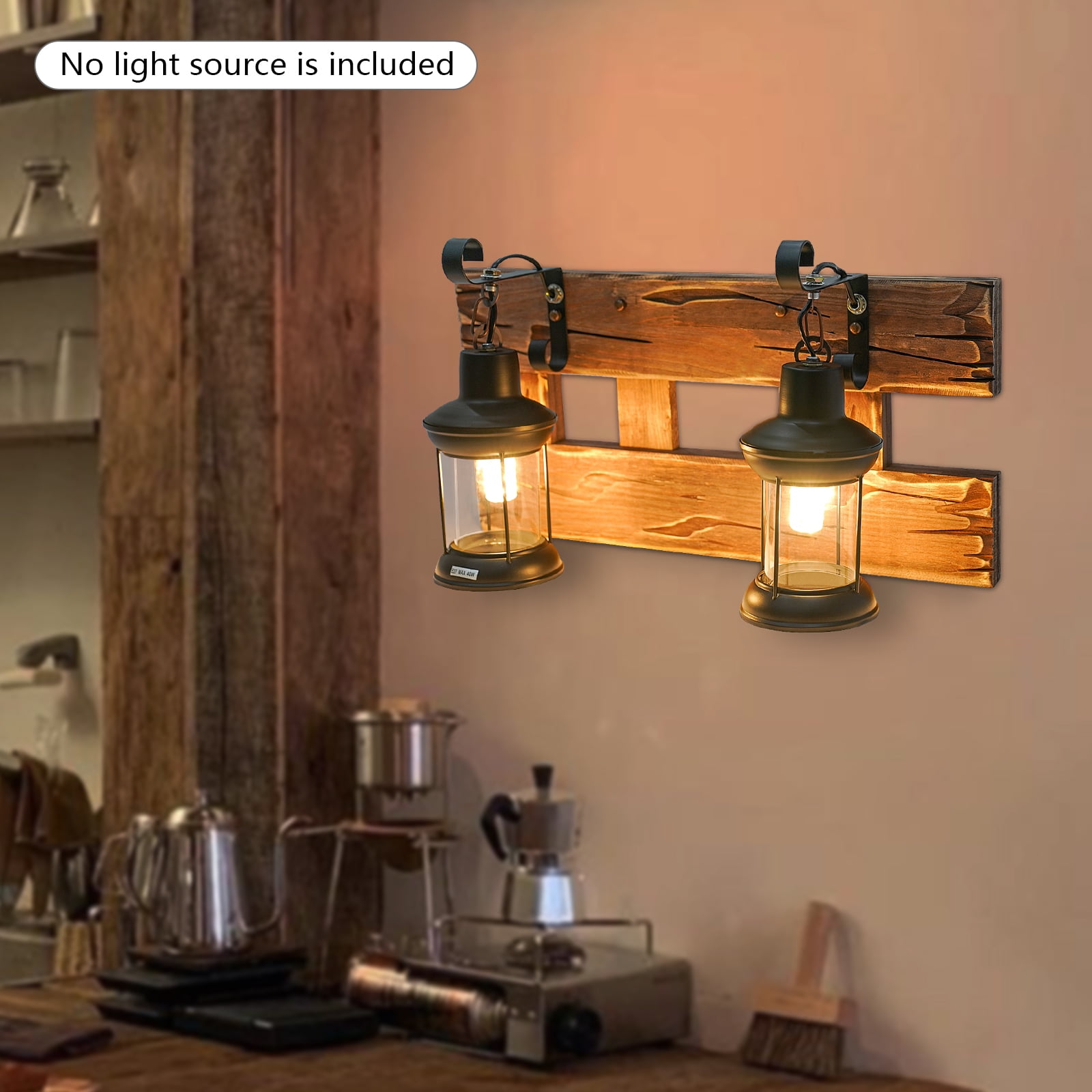 Retro Wall Lamp Decorative Wall Light Lantern Glass Wall Light Fixture Loft Outdoor Wall Sconce Lamp with Glass Lampshade for Cabin Bedroom Hallway Kitchen Restaurant