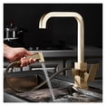 thumbnail image 2 of Kitchen Faucet With Hand Shower Head Brushed Gold Kitchen Mixer Hot & Cold Kitchen Tap With Spray Gun Rotating Sink Mixer ,Easy to Install, 2 of 7