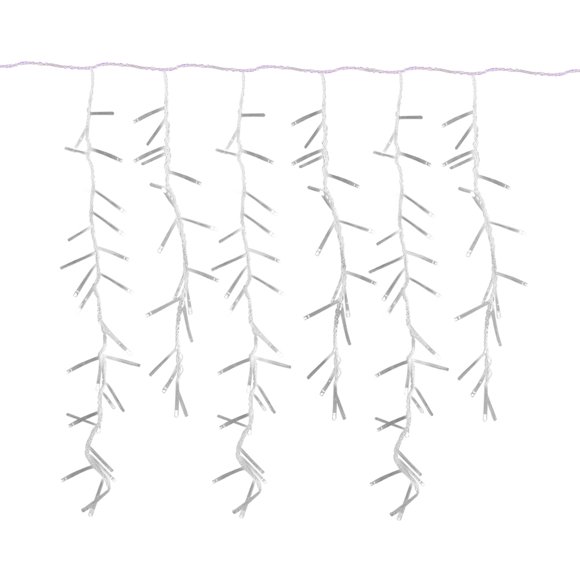 Cascada de Luces La Merced Navideña Luz Led Blanca Fría 500 Focos 8 Funciones Cable Transparente 9 m