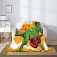 thumbnail image 2 of Hirioo Cool Dinosaur Playing Guitar for Flannel Blanket, Cozy and Warm Throw for Bed or Couch ,Perfect for All Seasons-40"x30", 2 of 6